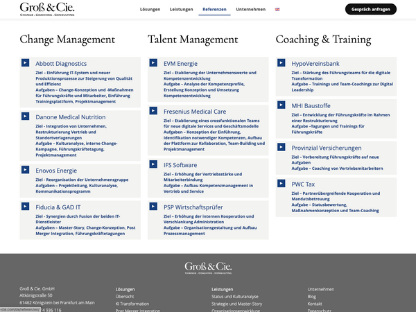 Groß & Cie. — Beratungswebsite mit Thought Leadership